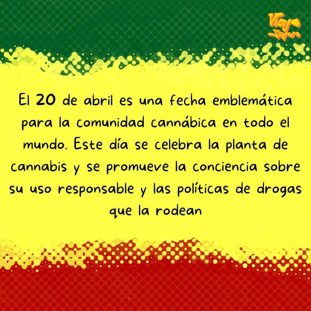 Franjas verde, amarilla y roja con el texto sobre el 20 de abril.
