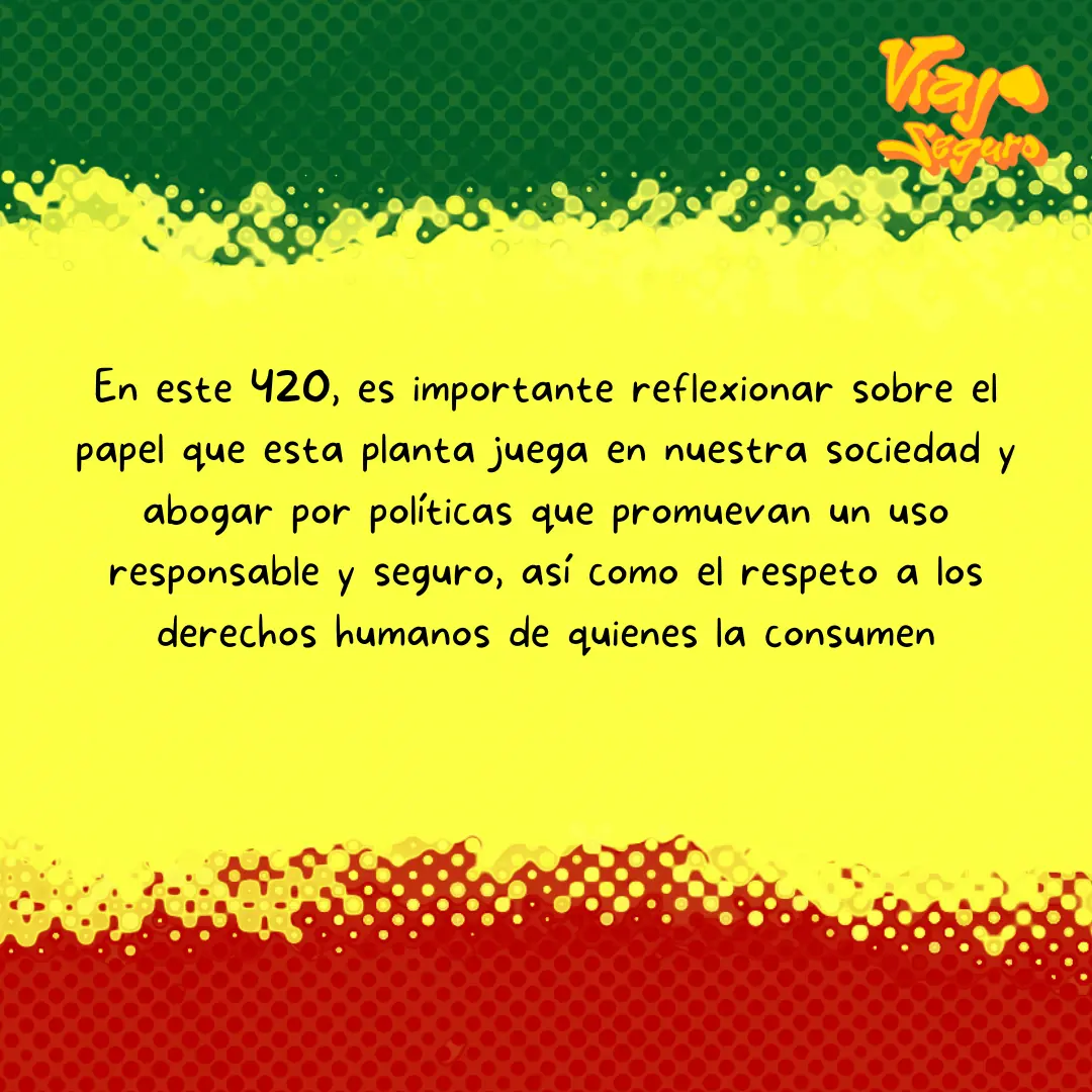 Franjas verde, amarilla y roja con el cierre del mensaje.