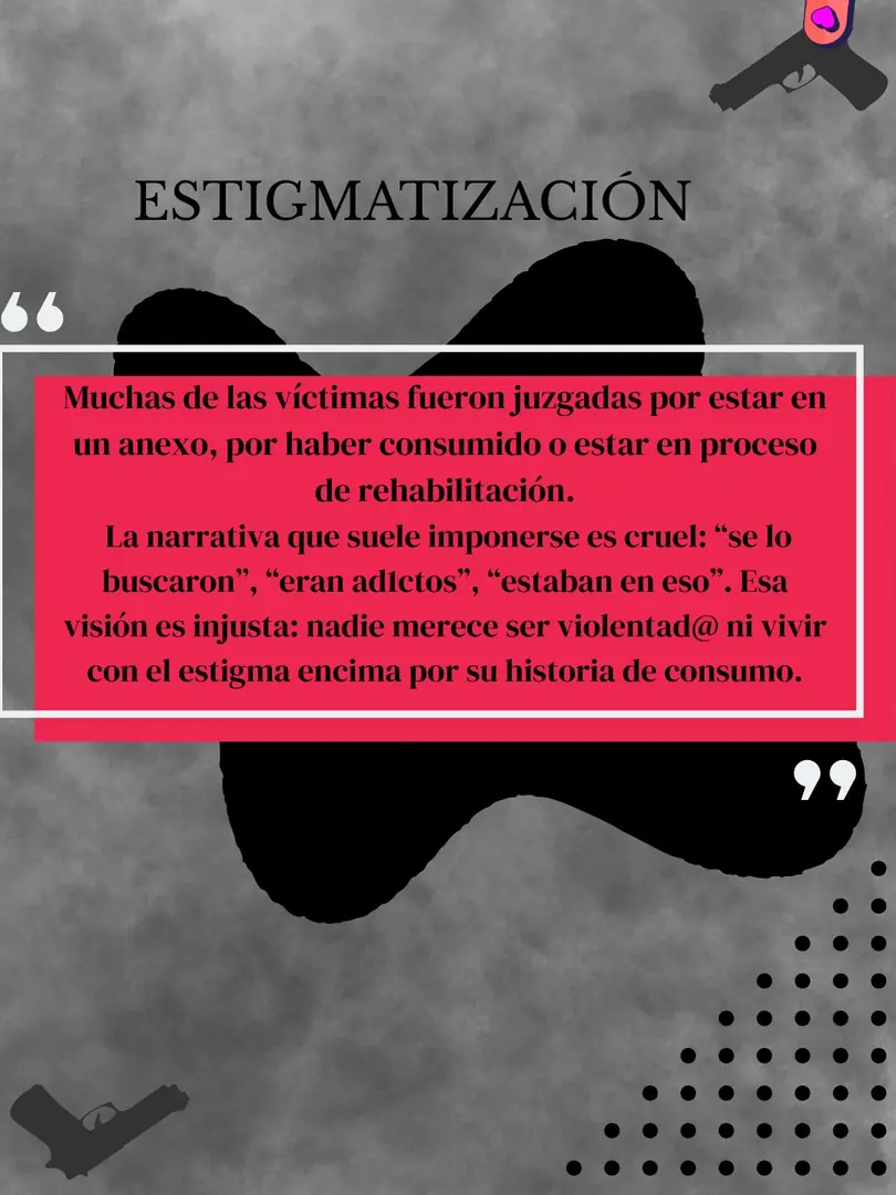 Recuadro rosa sobre fondo gris con el texto sobre estigmatización.