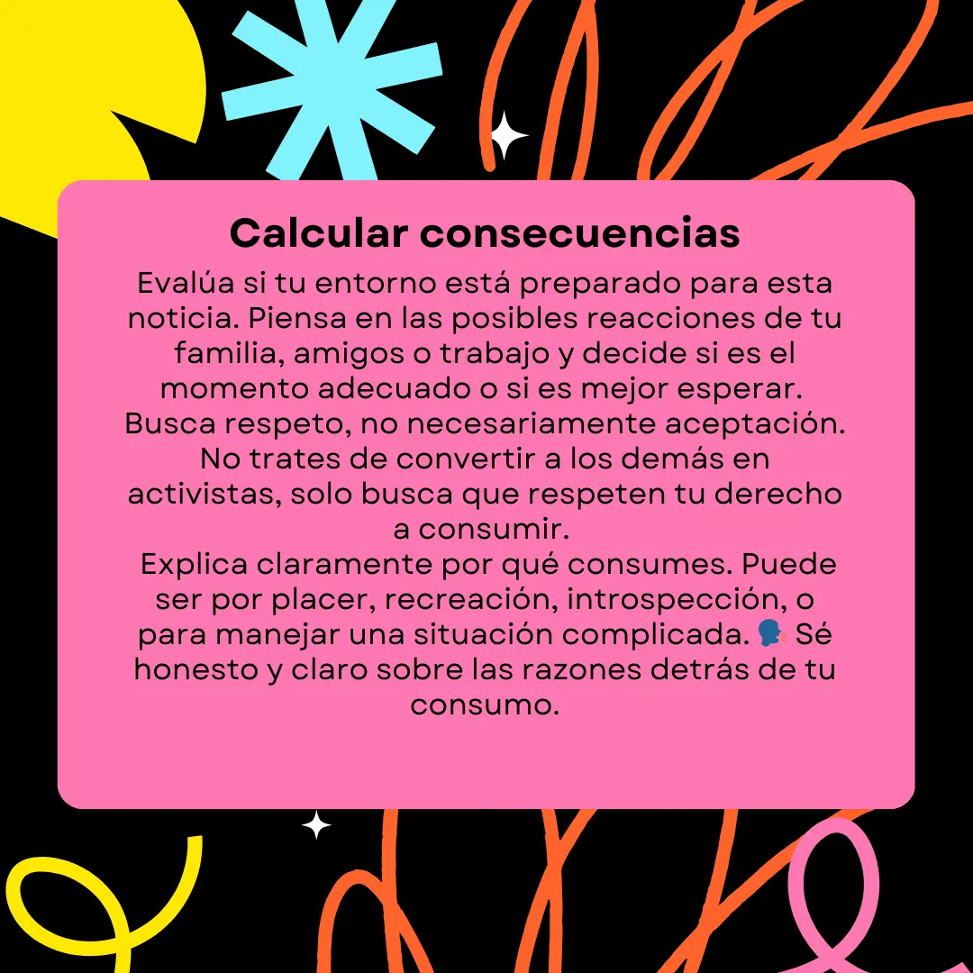 Recuadro rosa sobre fondo negro con el apartado «Calcular consecuencias».