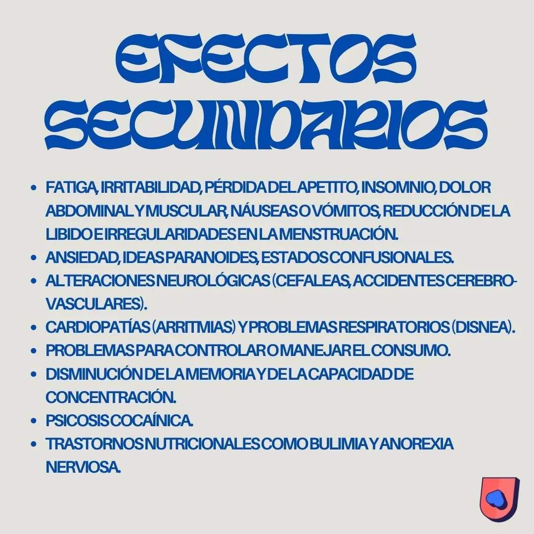 Fondo gris con la lista de efectos secundarios en azul.