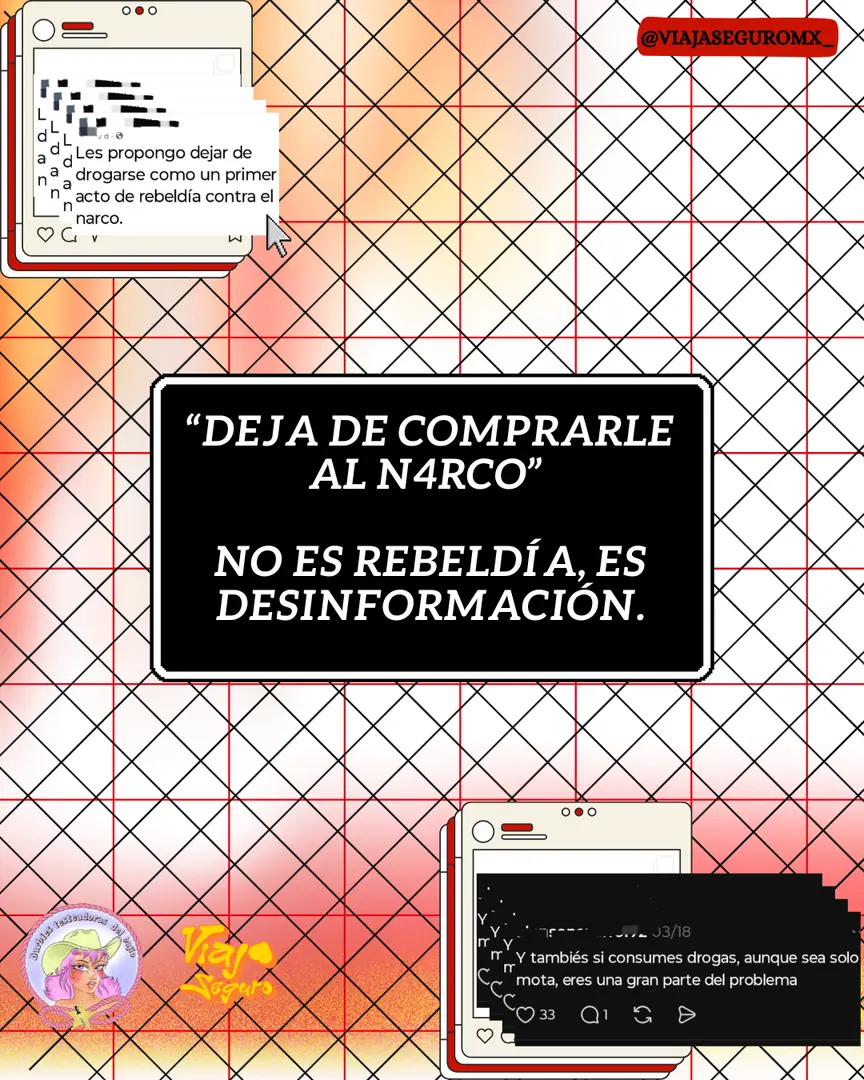Portada con capturas de publicaciones de redes sociales y un recuadro negro con la frase del título.