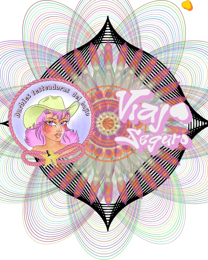 Cierre con los logotipos de las Barbies Testeadoras del Bajío y de Viaja Seguro sobre un mandala de colores.
