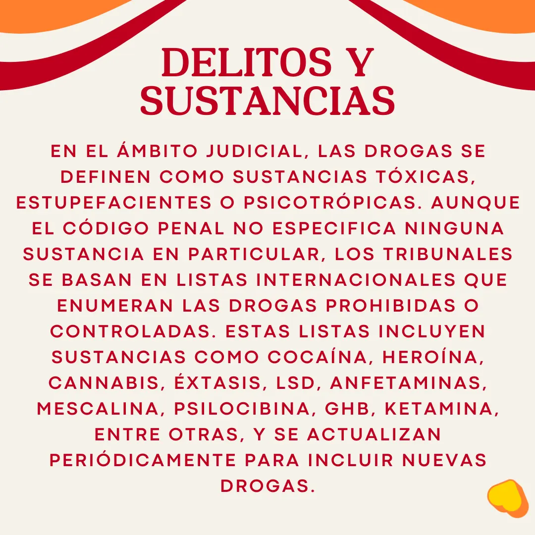 Fondo crema con el texto sobre la definición judicial de las drogas.