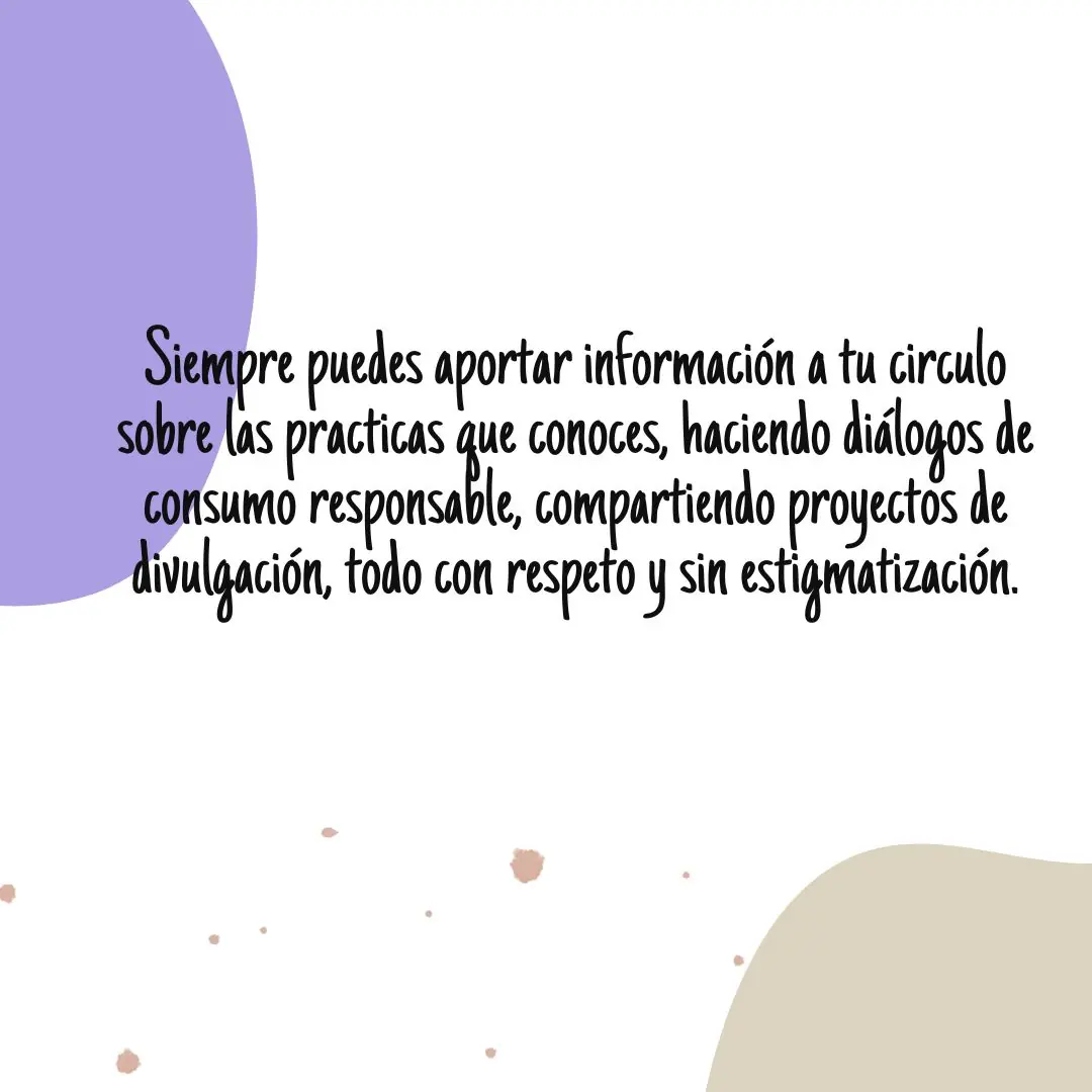 Fondo blanco con una mancha lila y el texto sobre qué puede hacer cada quien.