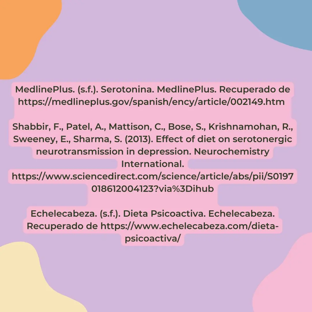 Fondo lila con las fuentes bibliográficas sobre recuadros rosas.