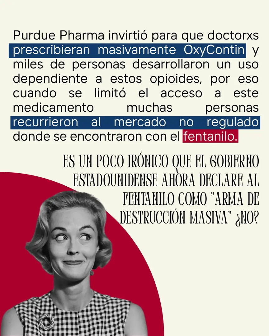 Fondo crema con una fotografía retro de una mujer con gesto irónico sobre un círculo rojo.