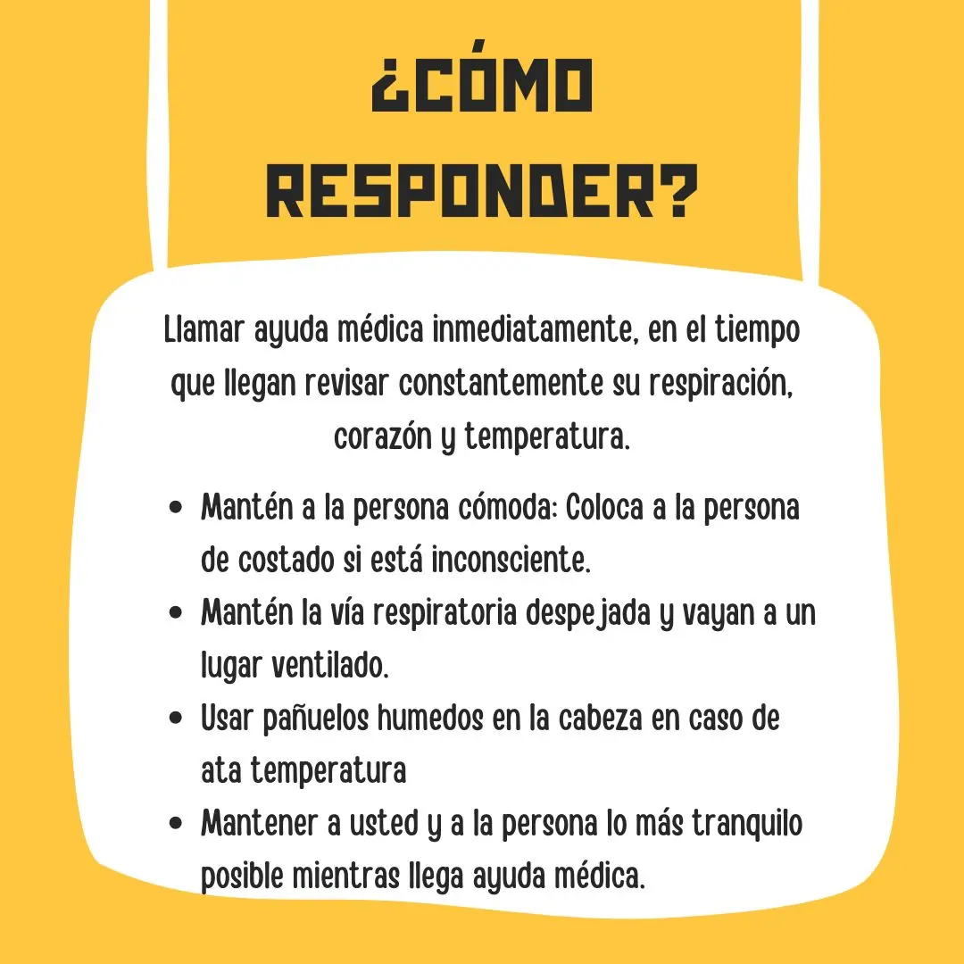 Cartel blanco sobre fondo amarillo con las indicaciones de respuesta.