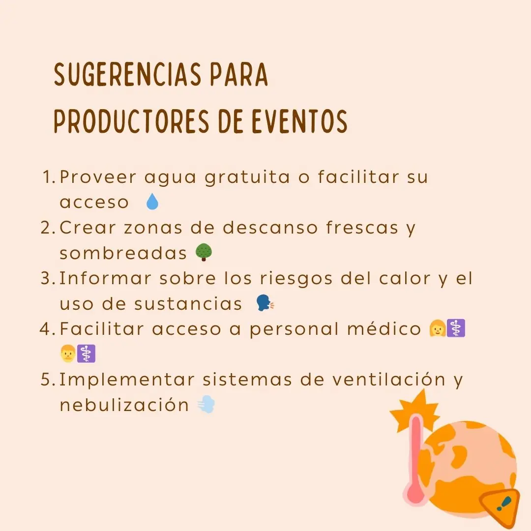 Fondo rosa pálido con las sugerencias para quienes organizan eventos.
