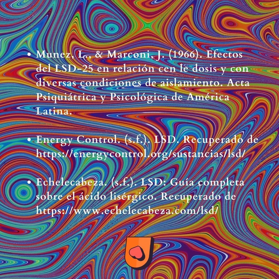 Fondo psicodélico con las fuentes bibliográficas.