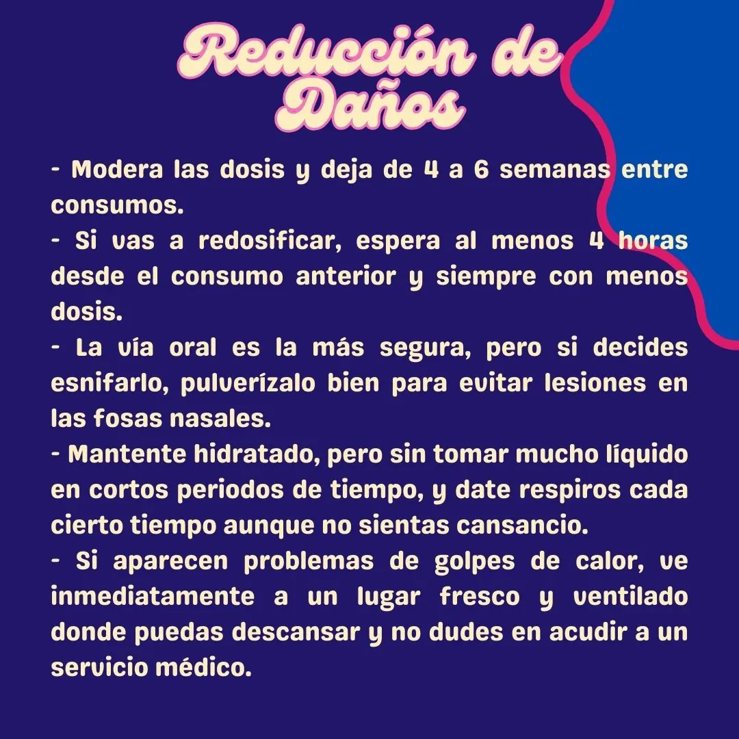 Fondo azul marino con las pautas de reducción de daños.