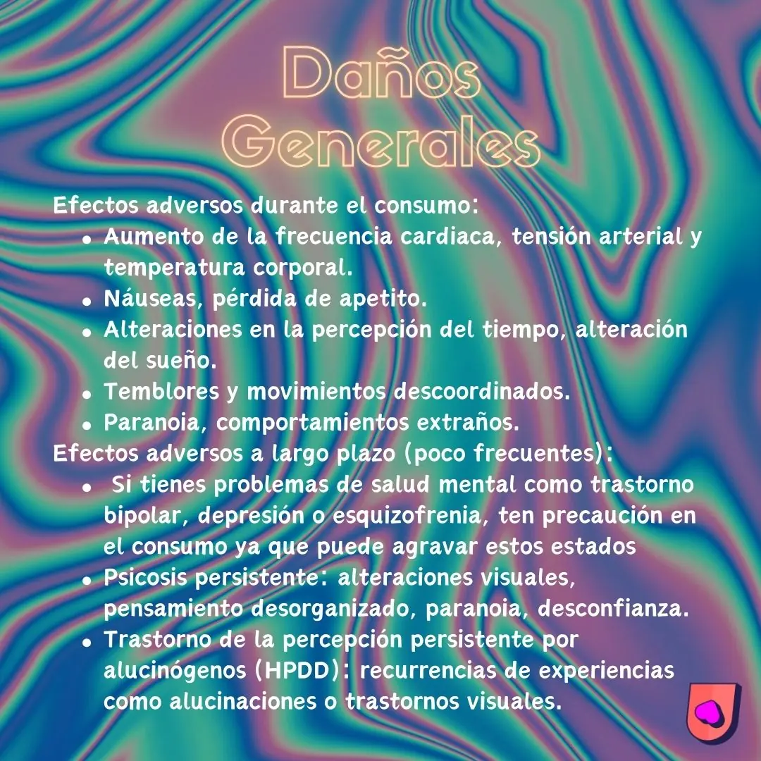 Fondo iridiscente con la lista de daños generales.