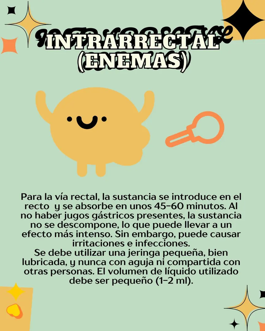 Fondo verde menta con una figura amarilla con los brazos en alto y una jeringa sin aguja.